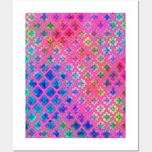 Pink Patchwork Circles Abstract Posters and Art